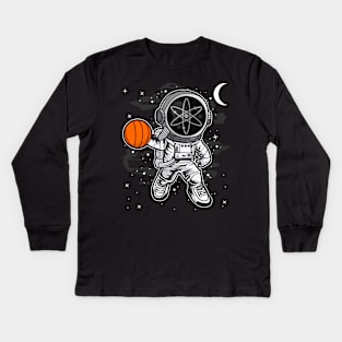 Astronaut Basketball Cosmos ATOM Coin To The Moon Crypto Token Cryptocurrency Blockchain Wallet Birthday Gift For Men Women Kids Kids Long Sleeve T-Shirt